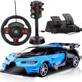 Remote Control Car for Kids and Adult 1:16 Model Electric Vehicle with LED Lighting Port Speed Car Toys Gifts with Steering Wheel Gravity Induction and Foot Pedal. 