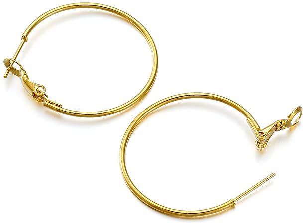 【Special Discount】2Pairs Gold Circle Round Hoop Earrings Hooks Earring  Findings For DIY Jewelry Making Accessories