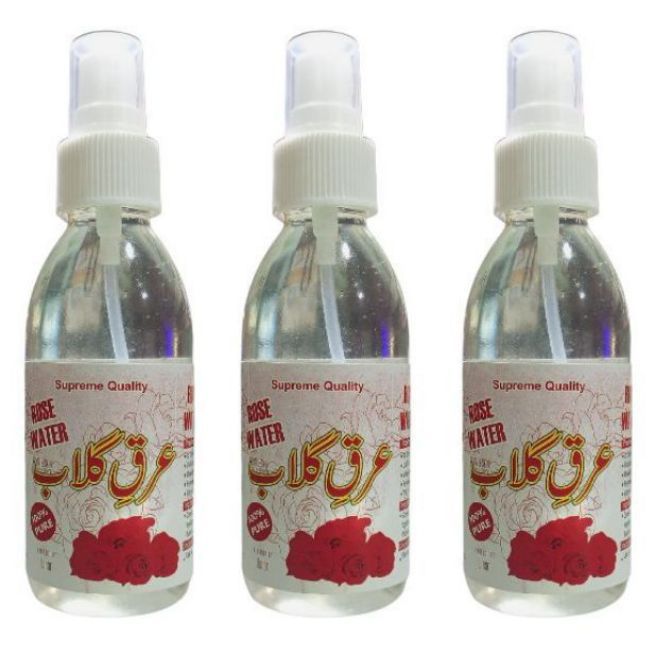 Pack Of 3 Pure Rose Water Best For Skin Glowing & Refreshing The Skin Net Wt:100 ML