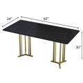 Modern Dining Table Dining White and Black Marble Effect Sheet Rectangle Shape. 