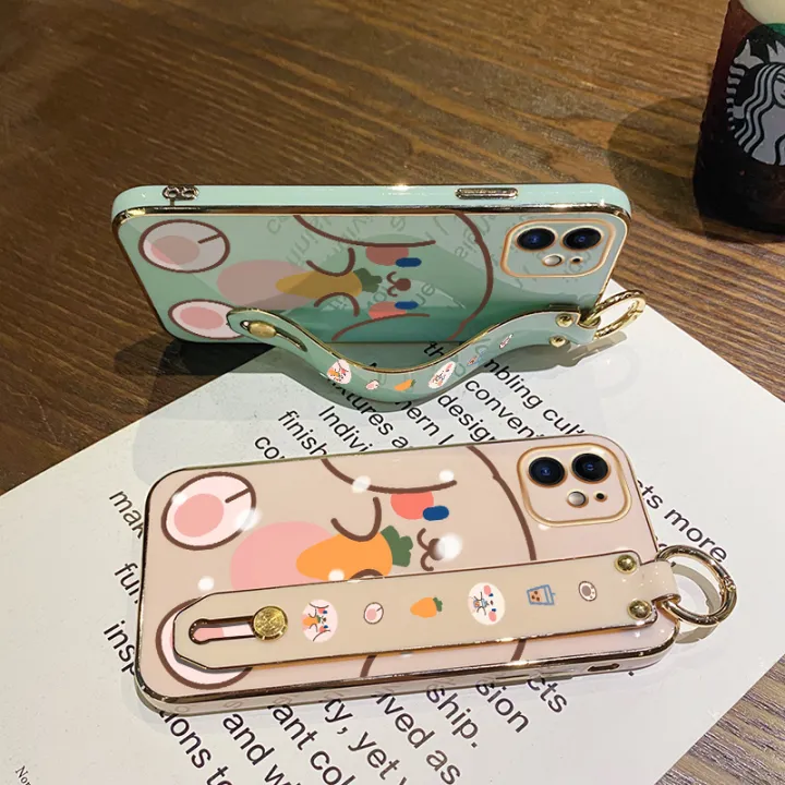 chenyyka%20For%20OPPO%20F11%20Pro%20Case%20With%20Wristband%20New%20Design%20Square%20Edge%20Phone%20Case%20Cute%20Line%20Rabbit%20Pattern%20Shockproof%20Plating%20Silicone%20Casing%20Full%20Cover%20SoftCase%20Protection%20Cases%20Girl%20Women%20-%20Image%205