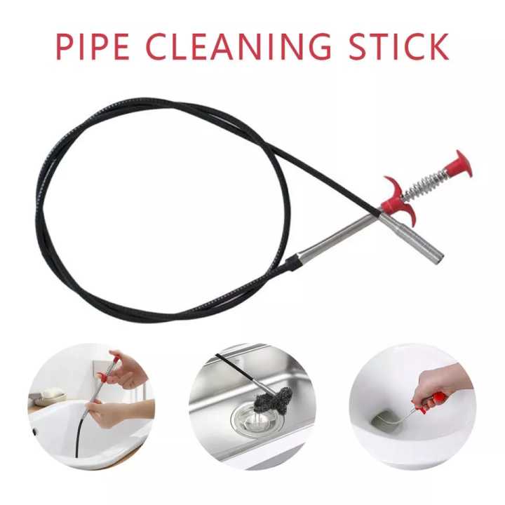 Metal 85cm Flexible Wire brush Hand Kitchen Sink Cleaning Hook Sewer Dredging Device Spring Pipe Hair Dredging Tool Metal wire brush.