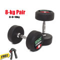 Pair Of 8kg High Quality Stylish Design SNK FITNESS Iron Rubber Coated Dumbbell (8+8). 