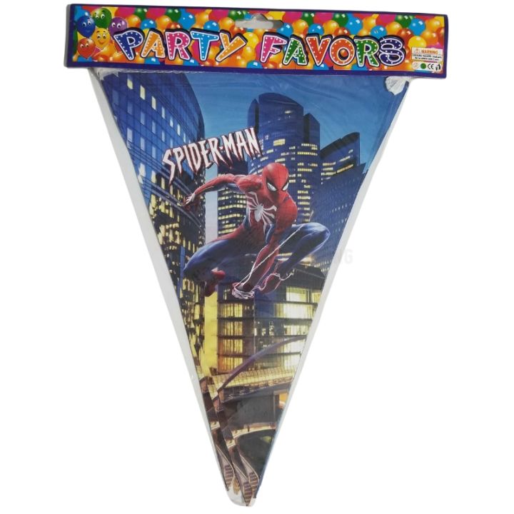 SPIDERMAN THEME BUNTINGS - PACK OF 10 SPIDERMAN FLAGS BANNER