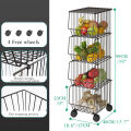 Household fruit and vegetable storage basket multi-layer floor movable Kitchen rack  trolley shelf with wheels. 
