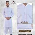 White Latha Cotton Mans Kameez Shalwar for Men's RJ-KS501. 