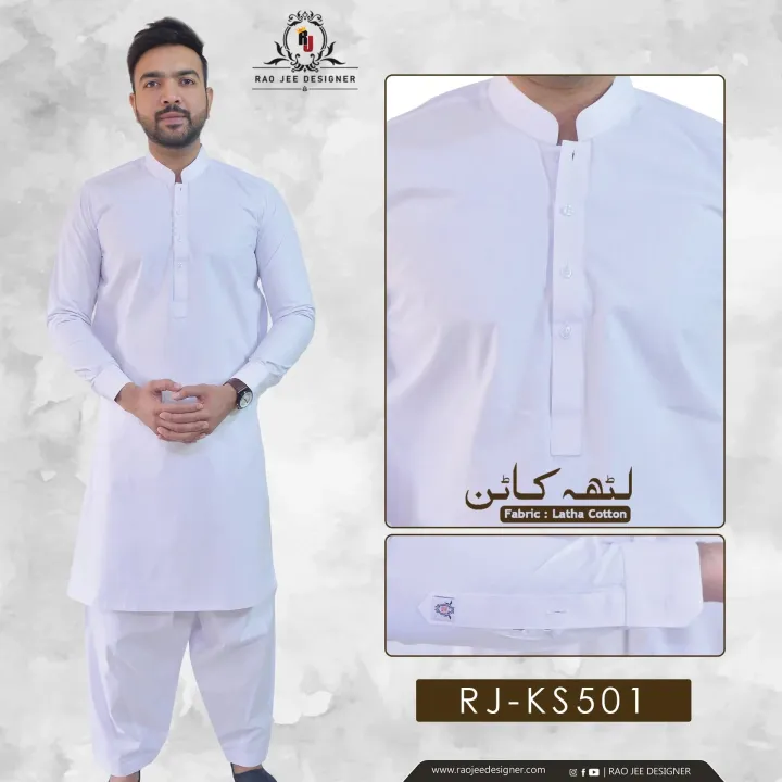 White%20Latha%20Cotton%20Mans%20Kameez%20Shalwar%20for%20Men's%20RJ-KS501%20-%20Image%202