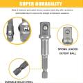 3 PCS 1/4", 3/8", 1/2" Drive, Socket Adapter for Drill, 3/8 to 1/2 Socket Adapter, 3/8 to 1/4 Socket Adapter, Adaptation to High Torque Impact Wrenches. 