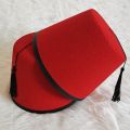 Tarboosh Fez Hat for Men Universal Red Moroccan Hat Ottoman Round Hat Breathable Turkish Tassels Cap Role Play Headwear. 