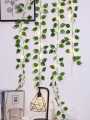 1Pc Artificial Plant Leaves Bail With Fairy Lights Battery Operate 7Ft Artificial Leaves Bail With 1Ft Fairy Light String Length  Leaves Garland With LED Lights For Room Decor  Wall Hanging Decor Home Decoration. 