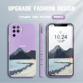 Jizetin for OPPO F19 Pro / A94 Case Mount Fuji Design Side Design Phone Case Square Edge Pattern Liquid Silicone Cases Full Cover Camera Shockproof Protective Case. 