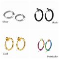 1Pair Fashion Hip Hop Stainless Steel Retractable Earrings No Piercing Earrings Cuff Earrings Round Hoop Ear Cuff Women Men Jewelry Gift. 