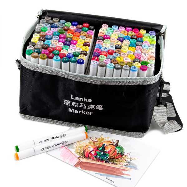 Lanke Markers Colors Dual Tip Art Markers Perfect For Illustration Writing Coloring Sketching and Card Making Classroom Use 12/24/36/48
