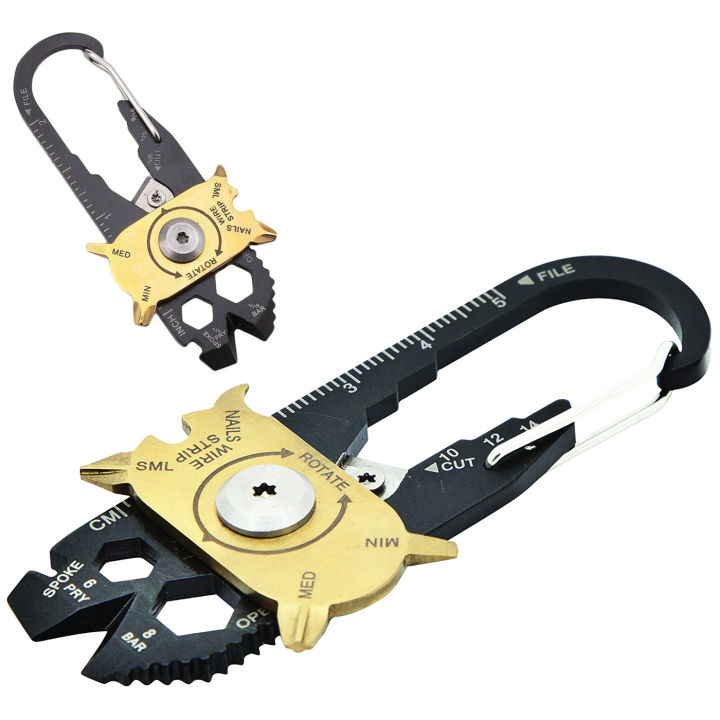 True utility Fixr 20 In 1 Multi Tool Gadget Fix Pocket Survive Key keychain Mini Multifunctional Carabiner Camp travel Hike Outdoor Ring