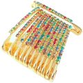 Fancy Golden Color Diamonds Designer Safety pin Saree pin one Side of Safety pin - Pack of 6. 