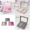 Pu Leather Jewelry Storage Organizer Box with Lock Multifunctional Used Used To Store Rings, Bracelets, Earrings, Necklaces, Synthetic Leather And Velvet, Gifts For Women. 