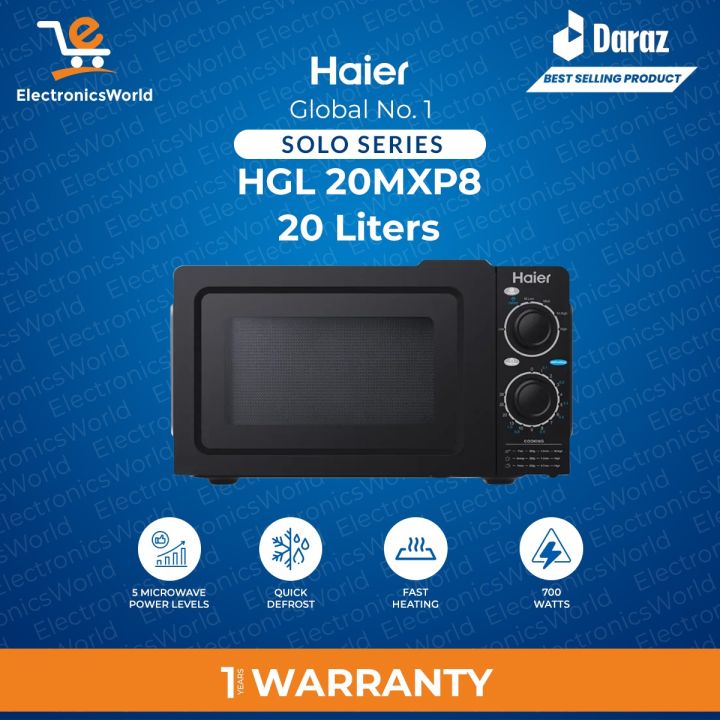 Haier Micro Oven|  Model HGL 20MXP8 | Size 20 Liters | Solo Series | 5 Micro Power Levels | 700 Watts with 2 Years Warranty