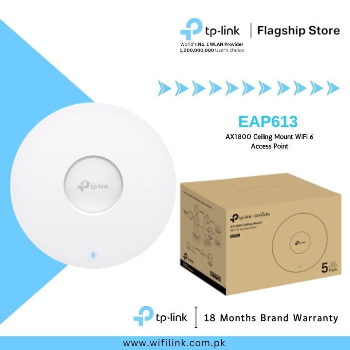 TP-Link Access Point EAP613 AX1800 Ceiling Mount WiFi 6 Access Point- 18 Months Brand Warranty