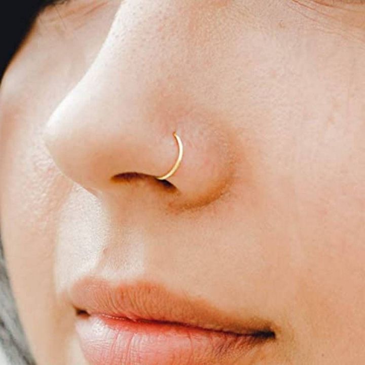 Gold Color Nose Ring Tiny Hoop For Girls -Pack Of 01