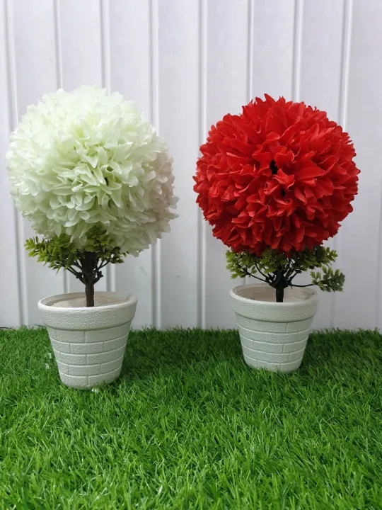 Pack%20of%202%20Artificial%20Boll%20Shape%20Flower%20With%20Pot%20Decoration%20Piece%20-%20Best%20for%20home%20and%20office%20use%20-%20Image%202