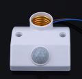 AC110-240V White PIR Automatic Human Body Infrared IR Sensor Lamp Holder E27 LED Bulb Detector Up to 100W Rated load Wall Pavement/Mounted Switch for Garden Home Workplace Warehouse Factory for safety and security. 