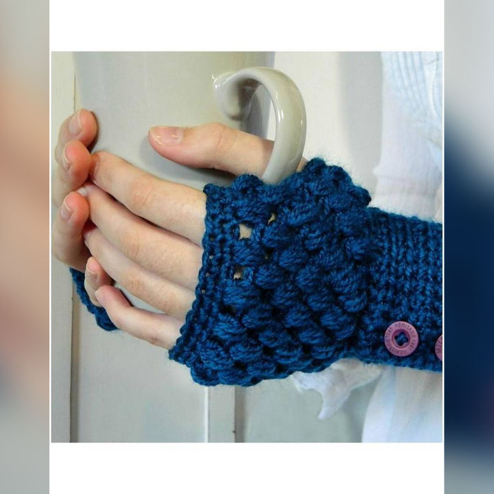 Blue Wool Gloves for Women