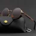 【BestGO】Vintage Men Sunglasses Steampunk Shades For Men Women Metal Round Punk Sun Glasses Spring Hinge UV400 For Outdoor. 