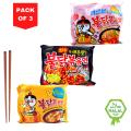Samyang Hot Chicken Flavor Ramen Noodles Deal  3 Noodles | Hot Chicken Buldak Cheese Ramen | Hot Chicken Flavor Ramen(original) | Hot Chicken Carbo Samyang Korean Imported Korean Noodles  Instant Noodles. 