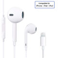 In Ear Lightning Connector Handfree for iPhone Handsfree Wired Earphones with Mic for iPhone 7 to 14 Pro Max and iOS Devices. 