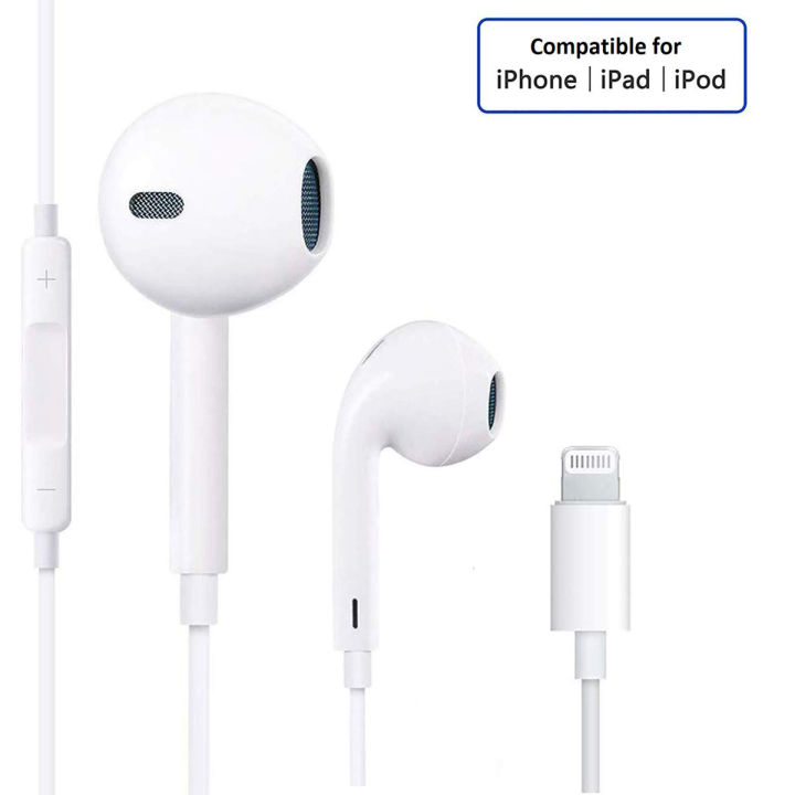 In Ear Lightning Connector Handfree for iPhone Handsfree Wired Earphones with Mic for iPhone 7 to 14 Pro Max and iOS Devices