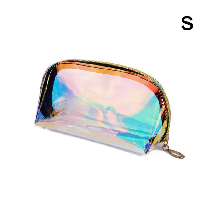 HAN Holographic Cosmetic Bag Transparent Makeup Case Pouch Toiletry Travel Organizer