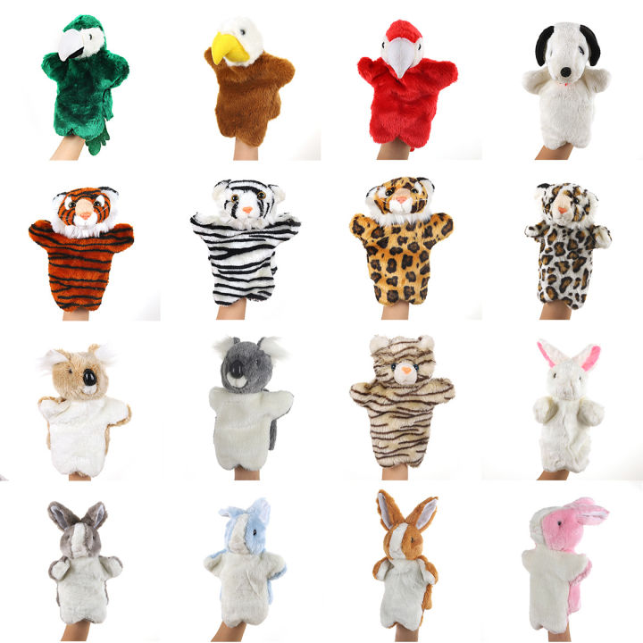 Factory direct sales kindergarten teaching hand puppet animals 70 plush gloves performance props cross-border tiger long hair