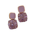 Women Vintage Square Earrings Fashion New Purple and white Square Geometric Earrings  Versatile Earrings. 