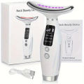 Professional Face & Neck Massager with LED Light Therapy – Vibration Anti-Wrinkle Device for Skin Tightening & Double Chin Reduction. 