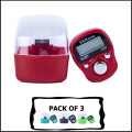 Pack Of 3 SXH 5136 LED Display Digital Tasbih Mini Finger Counters digital tasbih counter, LED display tasbih, mini finger counter, SXH 5136, religious counter, portable finger counter, LED tasbih, meditation tool, counting device, finger tally counter. 