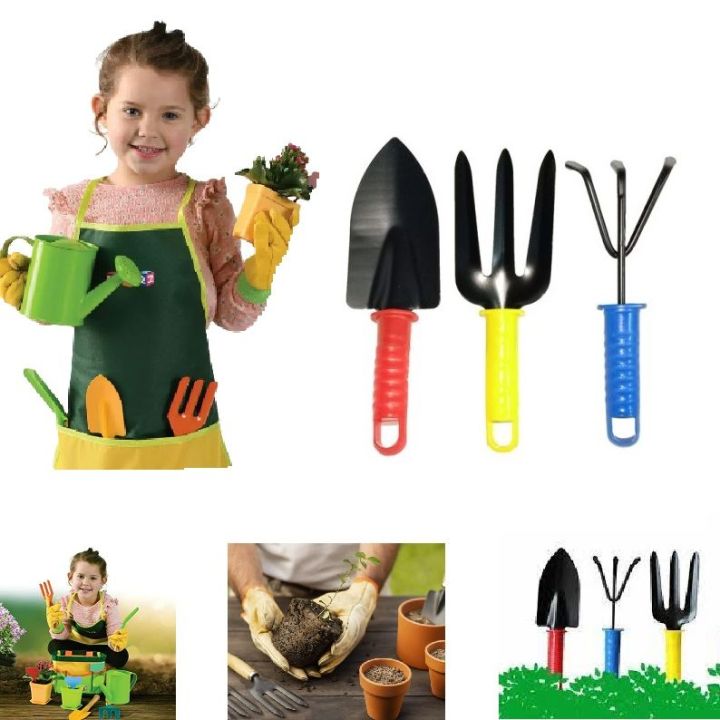 Set Of 3 Gardener Mate Hand Fork Garden Tools Set Small Garden Tool Gardening Tools Set Hand Small Cultivator Small Trowel Garden Small Fork Kids Toy Planting Tools fawdo wala set