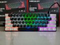 Gaming Keyboard Megakey Wired Gaming Keyboard- 61 Keys Compact Mechanical Keyboard, with RGB lights Double Shot Keycaps with LED Backlit, blue Switch-Black colour. 