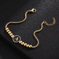 【beauty code】Stainless steel Gold Personality custom Letter Bracelet for Steel ball Chain Women letter Jewelry Gifts. 