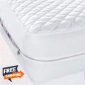 100GSM Polyester Quilted Waterproof Mattress Zipper Cover - Premium Quality | Choose Size From Options. 