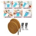 Elastic Shoelaces Shoe Laces Cotton Sneakers Quick Strings Brown. 