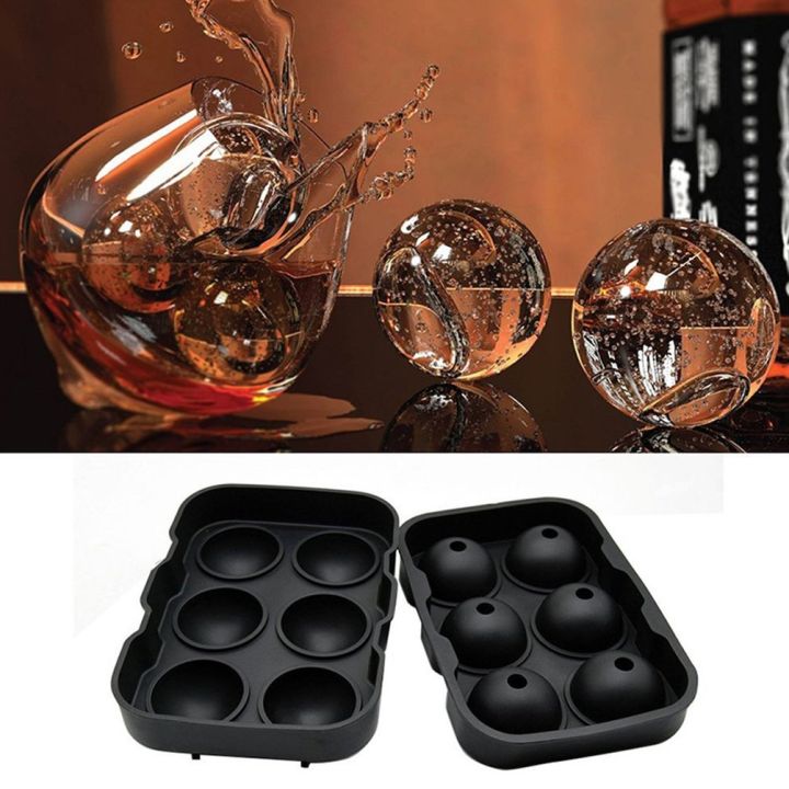 Silicone Ice Cube Trays Sphere Round Ice Ball Maker Large Square Ice Cube Mold -black