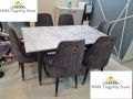 8 seater dining table set/ eight seater dining set/ marble texture uv sheet top/ eight seater dining table with chairs/ 8 chairs with table/. 