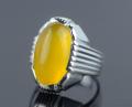 Mens Yemeni Zard Aqeeq Sterling Silver 925 Yellow Onyx Ring Yellow Carnelian Ring Zard Aqiq Ring Yemen Hakik Ring Natural Yellow Agate Ring Chandi Ring Original Gemstone Ring. 