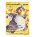 Pokemon Flash Gold Card Metal Fire-breathing Dragon French PV Metal Rare Card Fire-breathing Dragon Game Battle Collection Card. 