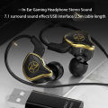 KOKKO Ut-01 Gaming Headphones 7.1-channel Usb Interface Wire Controlled Bass Music Earphone With Microphone. 