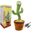 Rechargeable | Cell Operated Dancing Cactus Toy with Recording Lighting Repeats What You Say Singing Cactus Plush Toy | Birthday Gift Kids | SJR Collections. 
