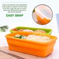 OSUM Silicone Portable Small & Medium Lunch Box Food Storage Container with Lids Best for Child School, Traveling, Fridge & Microwave Storage with two Spoons. 