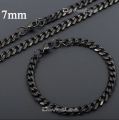 Pack of 2 Black Stainless Steel Cuban Chain / Necklace and Hand / Wrist Bracelet for Men / Boys. 