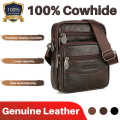 【BestGO】Men Genuine Leather Shoulder For Business Small Waist Outdoor Sport Uni Messenger Travel Cross body Bag for Any Ocns. 