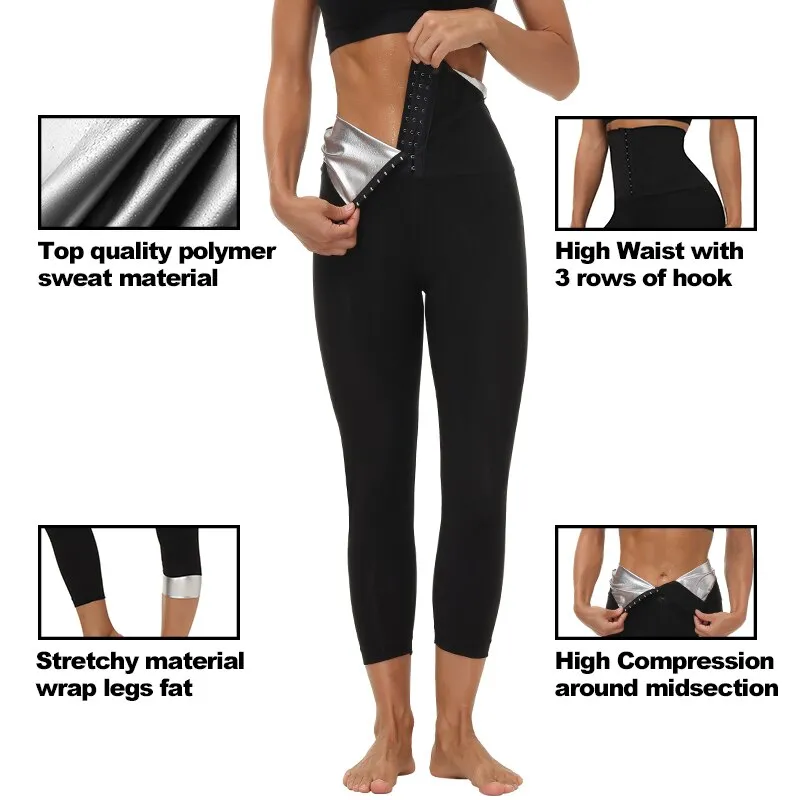 Sauna Leggings for Women Sweat Pants High Waist Compression Slimming Leggins Thermo Workout Training Capris Body Shaper Belt Daraz.pk